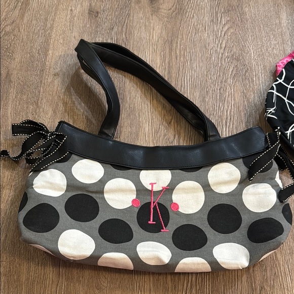 Black and Gray Polka Dot Tote Bag - Picture 1 of 5